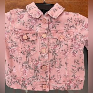 Gap x Love Shack Fancy Girls 4 Toddler Floral Pink Icon Denim Jacket Coat